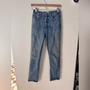 Agolde Riley Long Medium Rinse Straight Leg Jeans